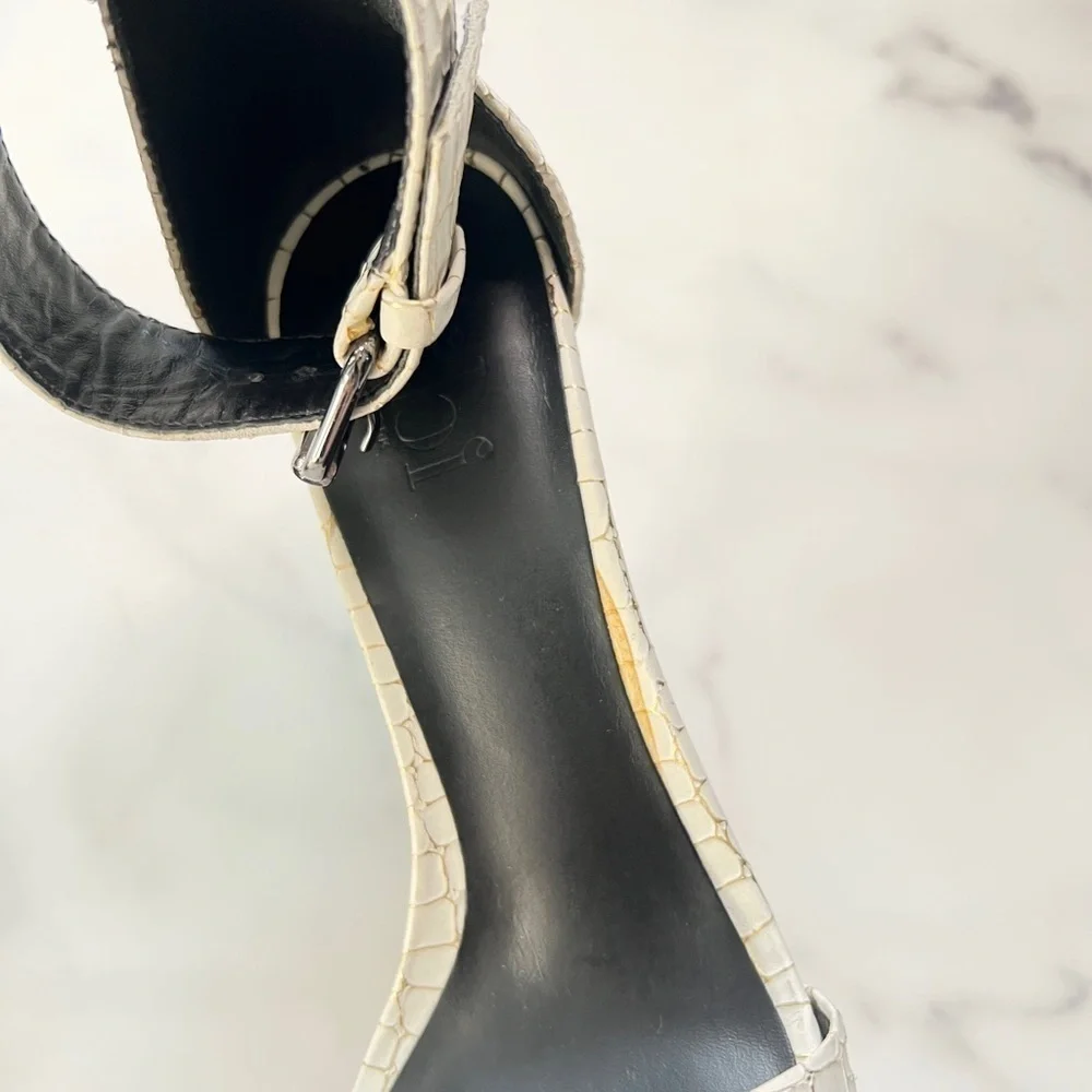 Tibi Italian White Leather Animal Print Open Toe Platform Pumps Size 37 (US 7) - Picture 4 of 7